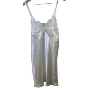 NWT Y2K Babydoll Embroidered Ivory Satin Lace Slip Dress XL Bridal Coquette Mesh